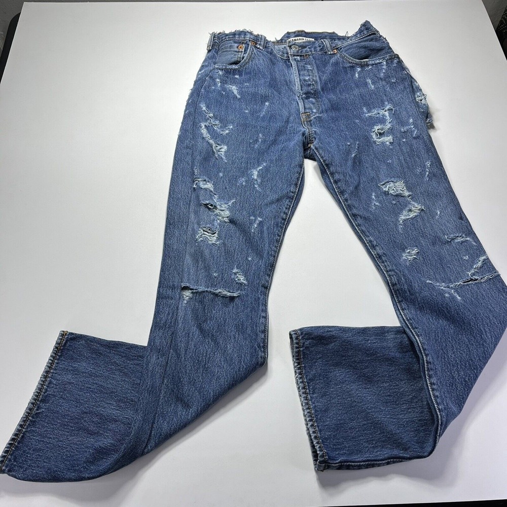 SAMARIA LEAH Women’s Levi's 501 Jeans 28x30 Distressed Denim Redone Levi's 501